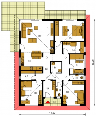 Floor plan of ground floor - BUNGALOW 210